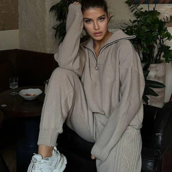 Robe en maille douce Grande taille Quart de zip