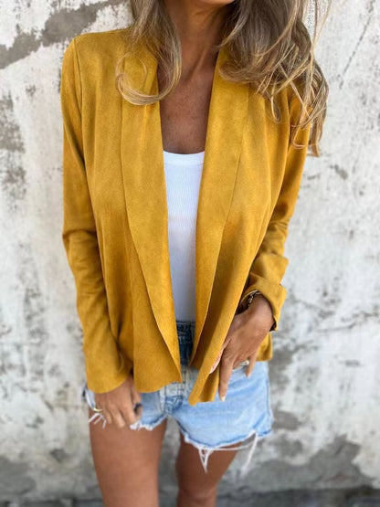 Cardigan décontracté aspect daim doux