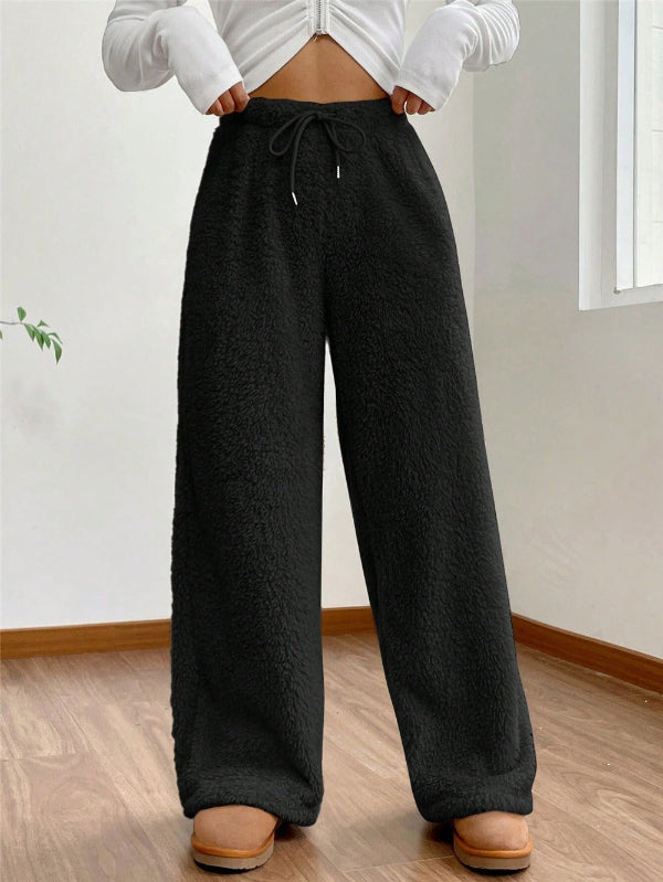 Pantalon de détente taille haute à cordon de serrage pour femme