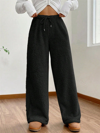 Pantalon de détente taille haute à cordon de serrage pour femme