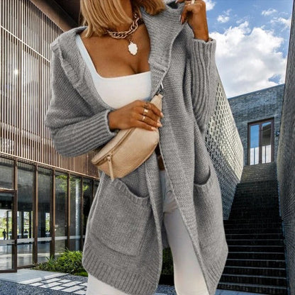 Grand cardigan à capuche avec poches