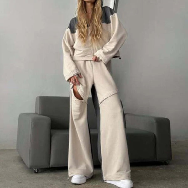 Ensemble lounge douillet : Robe courte à capuche et pantalon large
