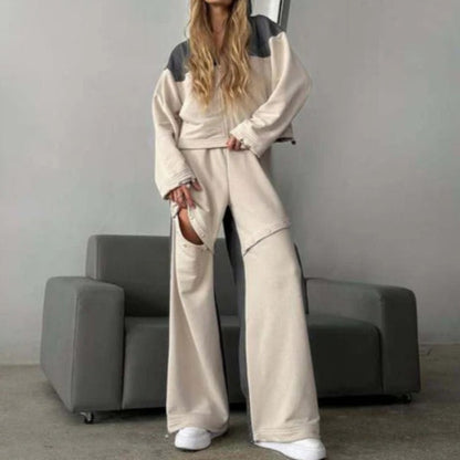 Ensemble lounge douillet : Robe courte à capuche et pantalon large