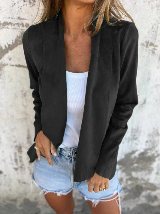 Lässige Strickjacke Weich Wildleder Optik - IdealeKleiden