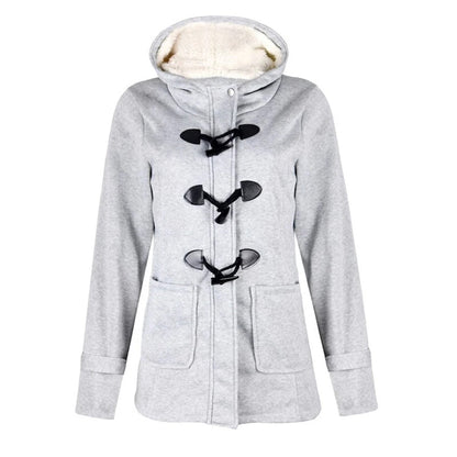 Damen Langmantel Mit Kapuze und Taschen - IdealeKleiden
