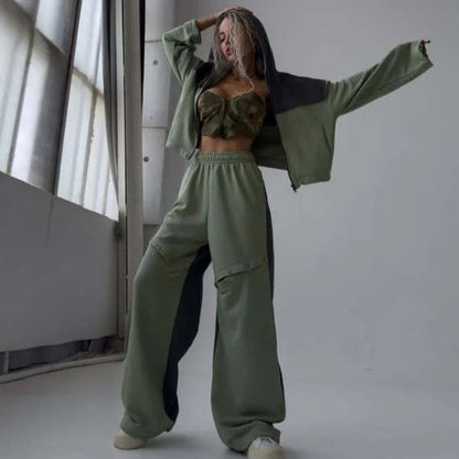 Ensemble lounge douillet : Robe courte à capuche et pantalon large