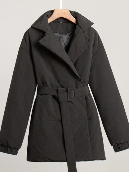 Puffer jacket à ceinture Veste matelassée croisée d'hiver