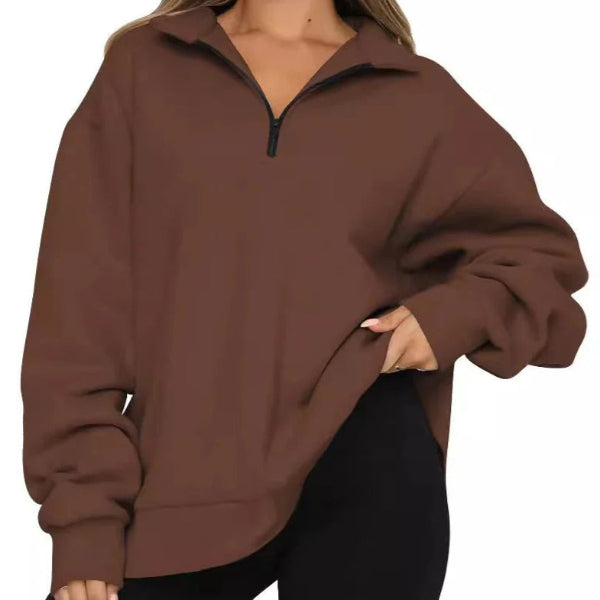 Robe grande taille Coton doux Col montant Fermeture courte