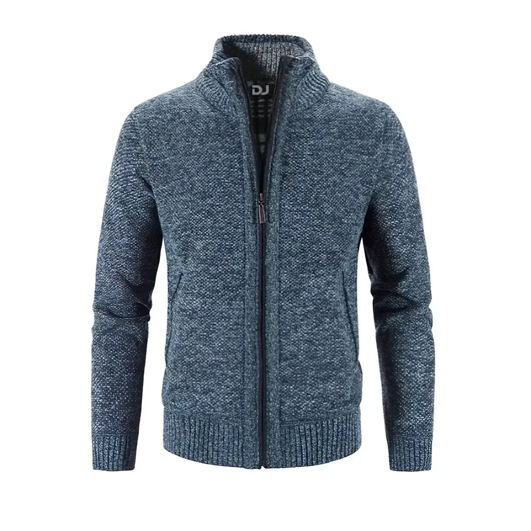 Cardigan coupe ajustée tricot en laine bord-côte design moderne