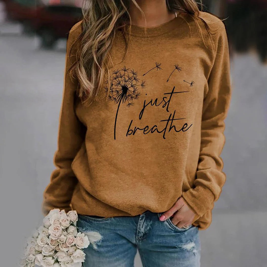 Bequeme Damenkleidung Baumwolle Langarmshirt mit Motiv - IdealeKleiden