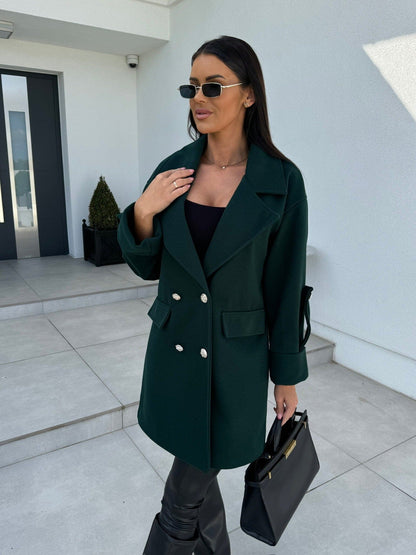 Manteau élégant en laine pour femme mi-long