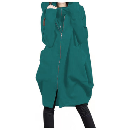 Manteau Femme Mi-long Grande Taille Capuche Fermeture Éclair