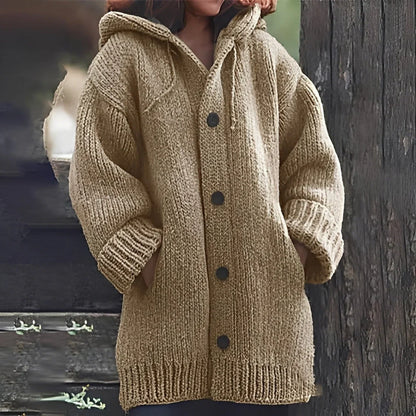Gilet en maille à capuche confortable avec poches pour femme