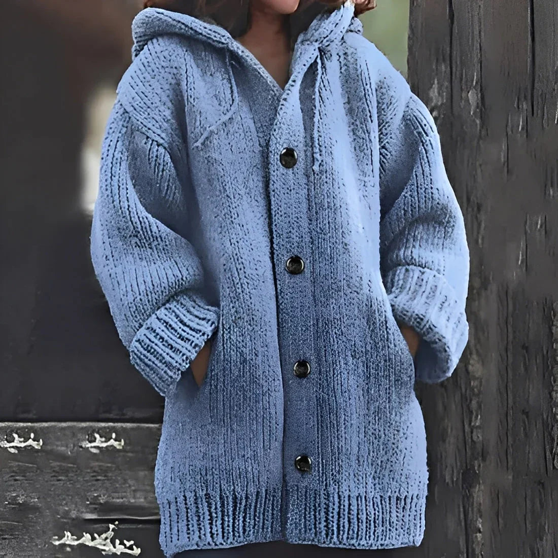 Gilet en maille à capuche confortable avec poches pour femme