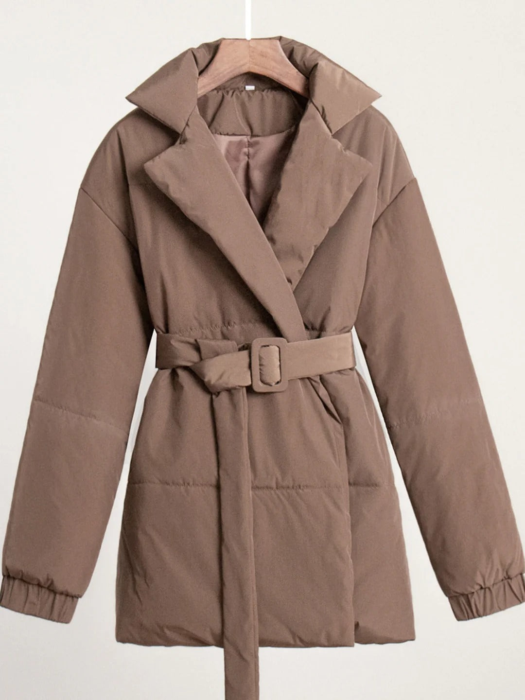Puffer jacket à ceinture Veste matelassée croisée d'hiver