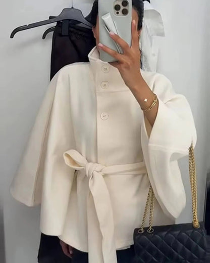 Veste cape stylée avec ceinture et poches