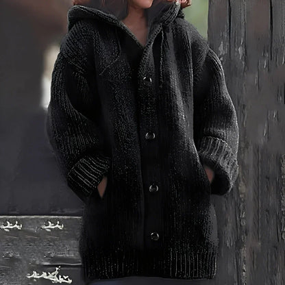 Gilet en maille à capuche confortable avec poches pour femme