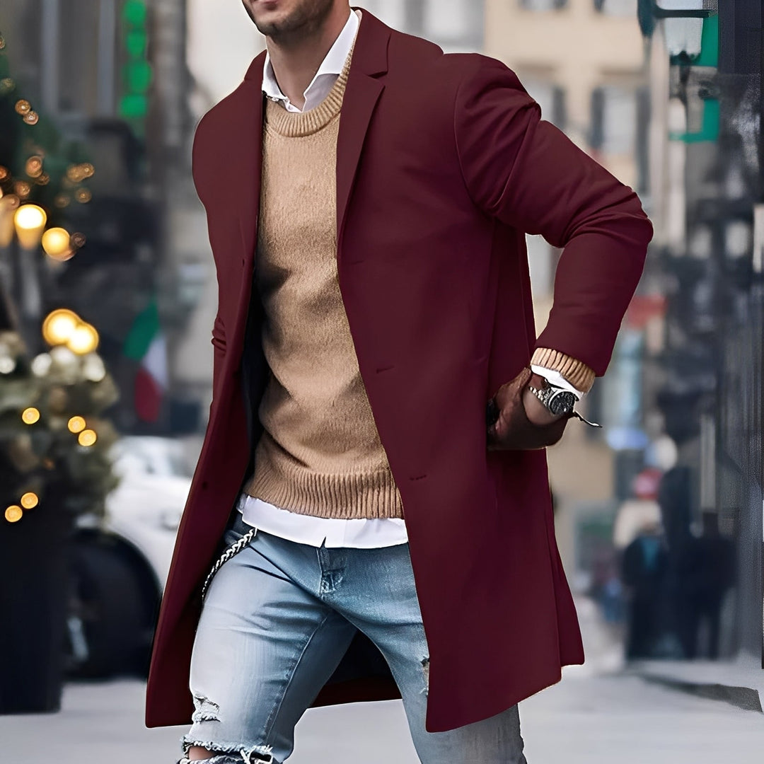Trench-coat élégant pour homme à col revers