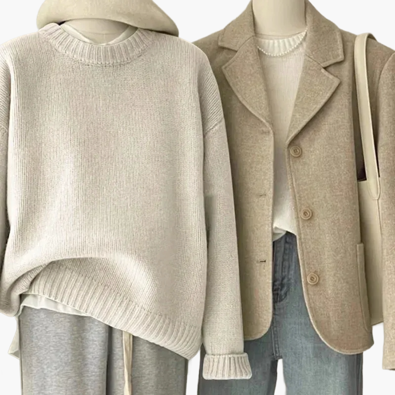 Ensemble rétro japonais - pull en maille et blazer