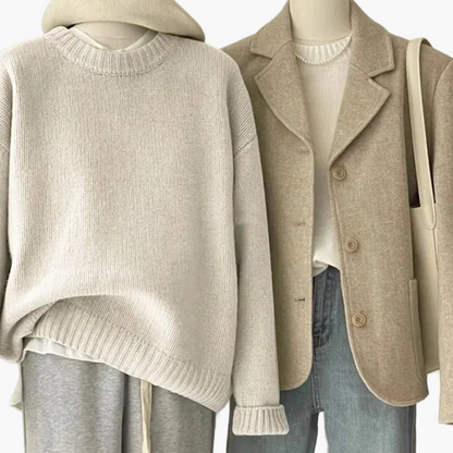 Ensemble rétro japonais - pull en maille et blazer