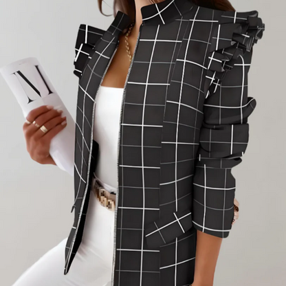 Robe écossaise élégante à volants aux épaules