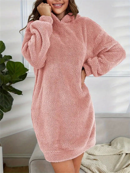 Robe sweat Teddy oversize à capuche