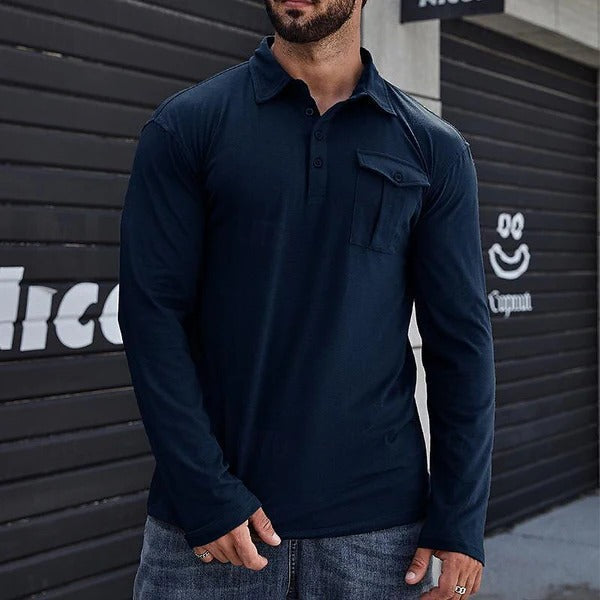 Chemise homme Slim Fit Manches longues Coton Col montant