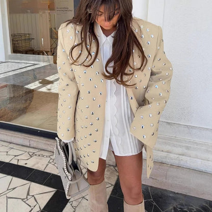 Blazer oversize femme ornements fantaisie glamour