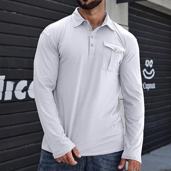 Chemise homme Slim Fit Manches longues Coton Col montant