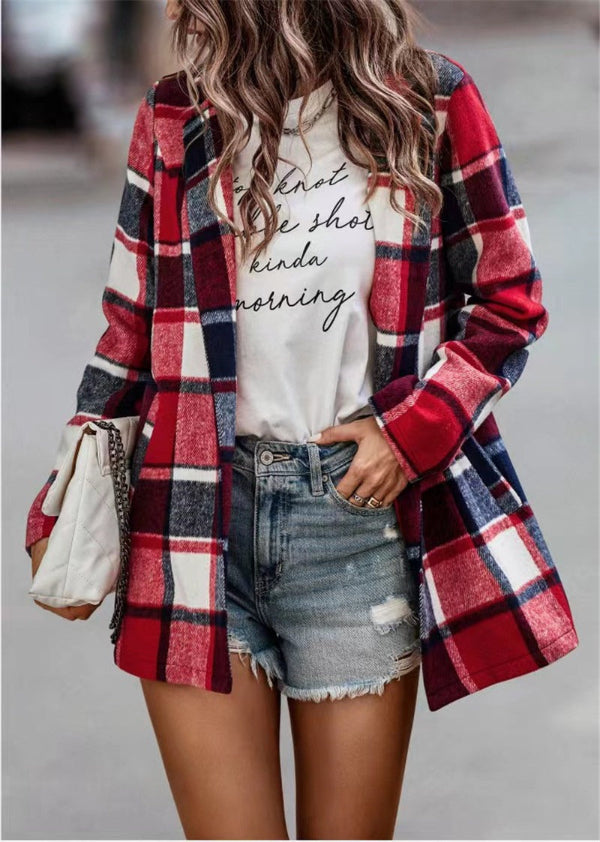 Grand cardigan oversize en laine à carreaux, ouvert