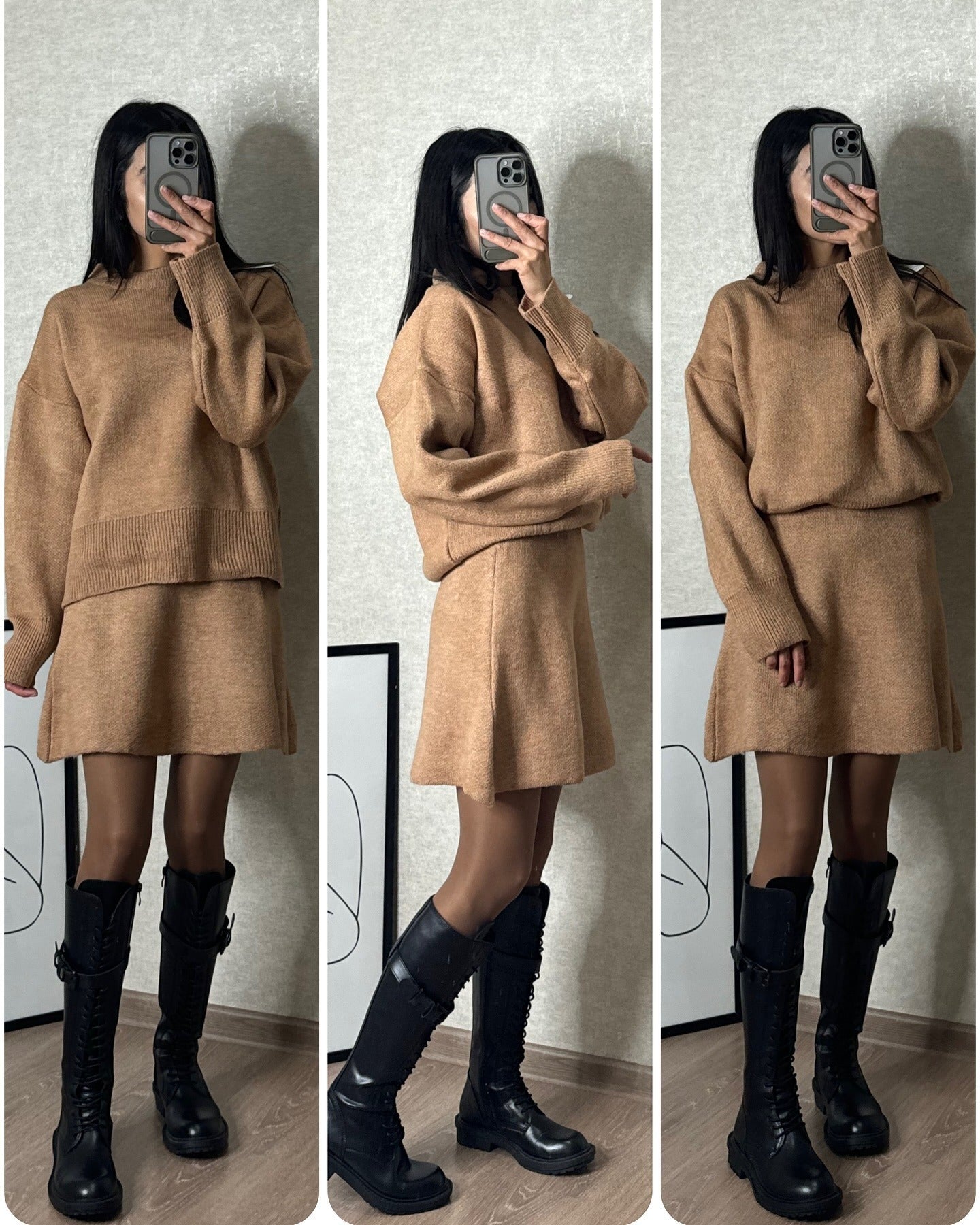 Tenue tricotée automne hiver mode élégante