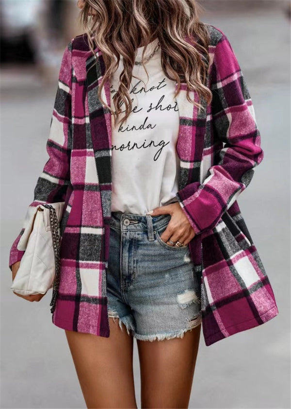 Grand cardigan oversize en laine à carreaux, ouvert