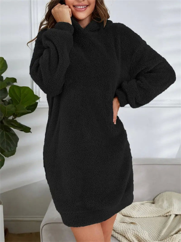 Robe sweat Teddy oversize à capuche