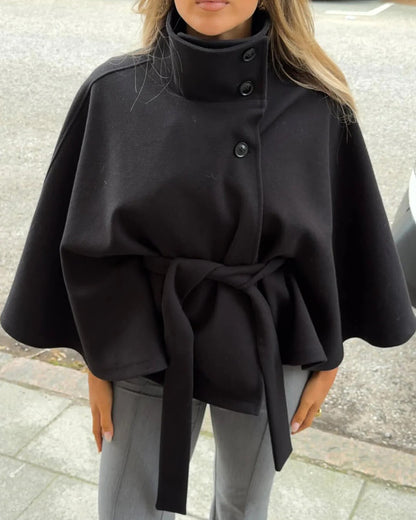Veste cape stylée avec ceinture et poches