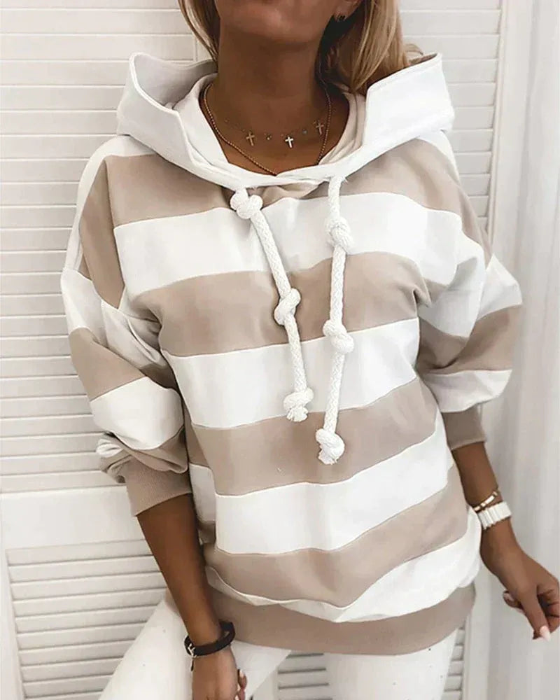 Sweat-shirt à capuche XXL oversized rayé sportif