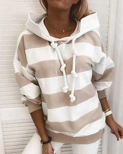 Sweat-shirt à capuche XXL oversized rayé sportif