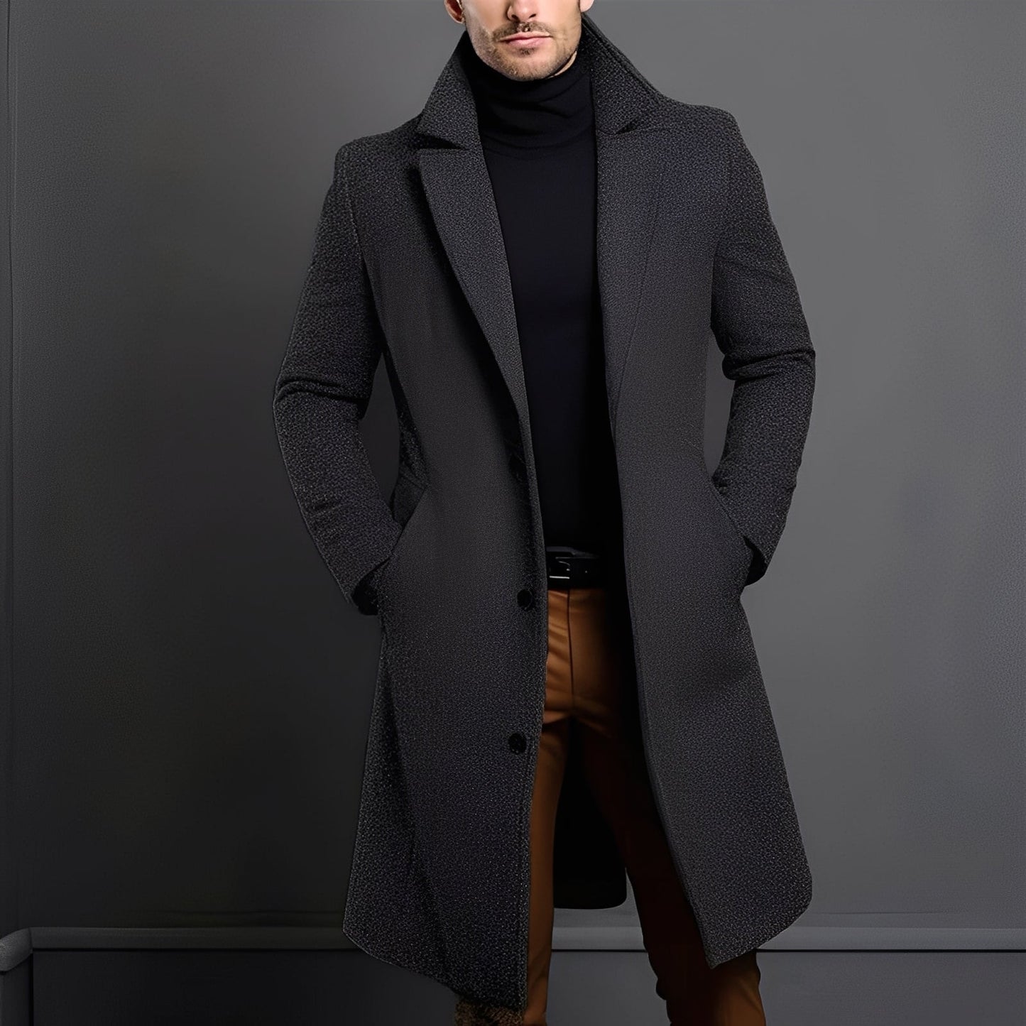 Trench-coat élégant pour homme en laine