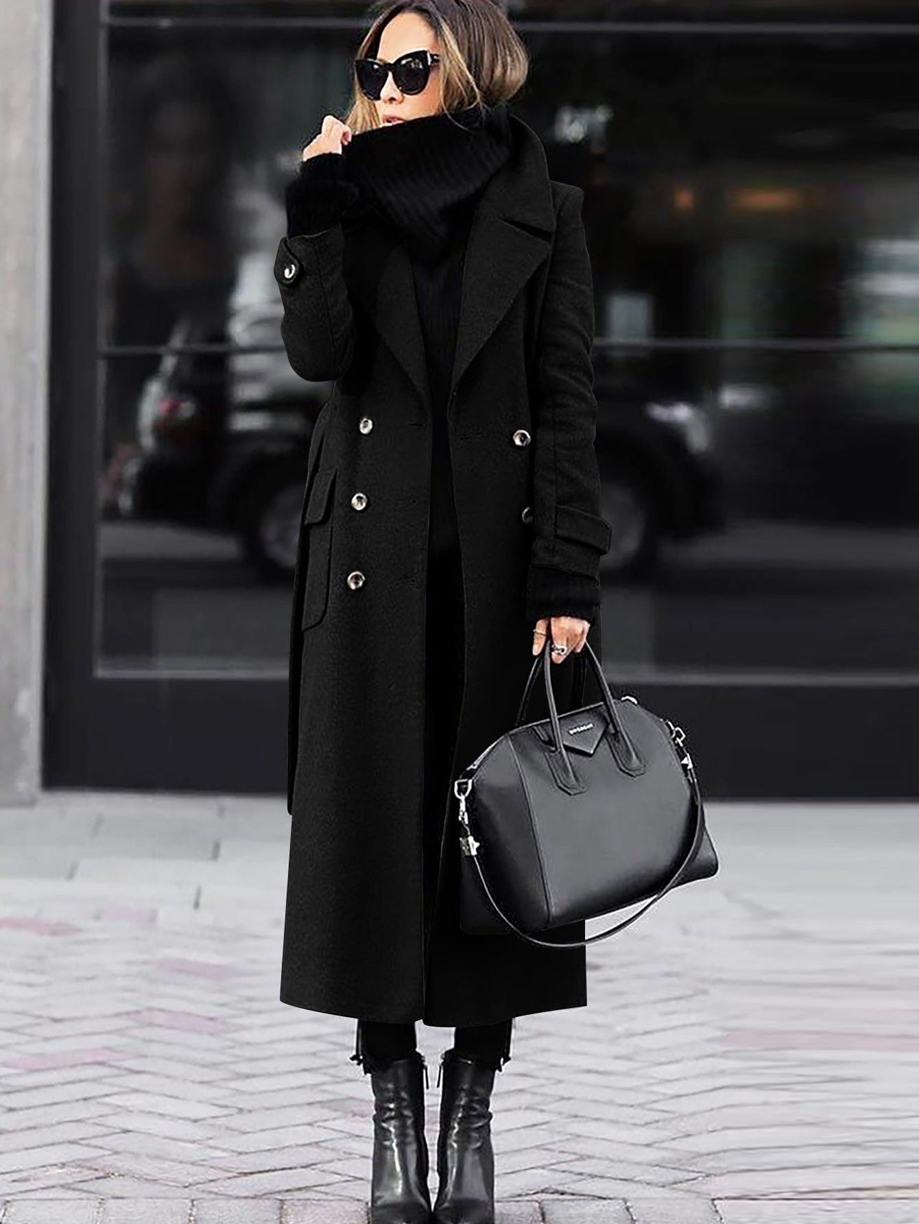 Élégant manteau en laine pour femme, ajusté