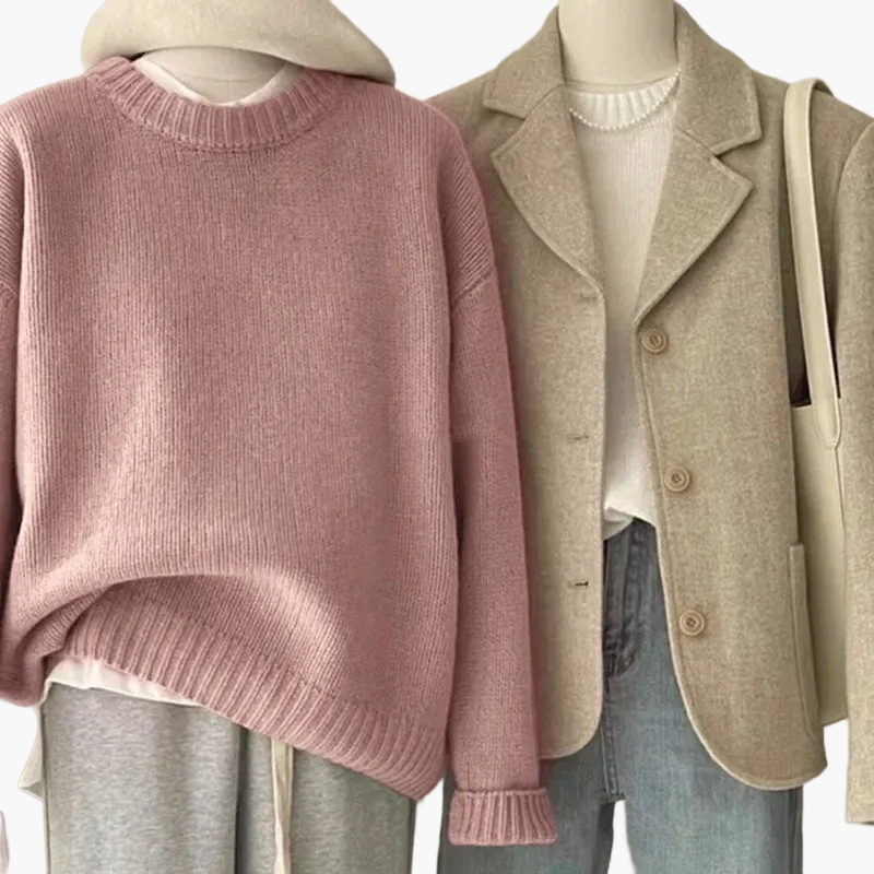 Ensemble rétro japonais - pull en maille et blazer