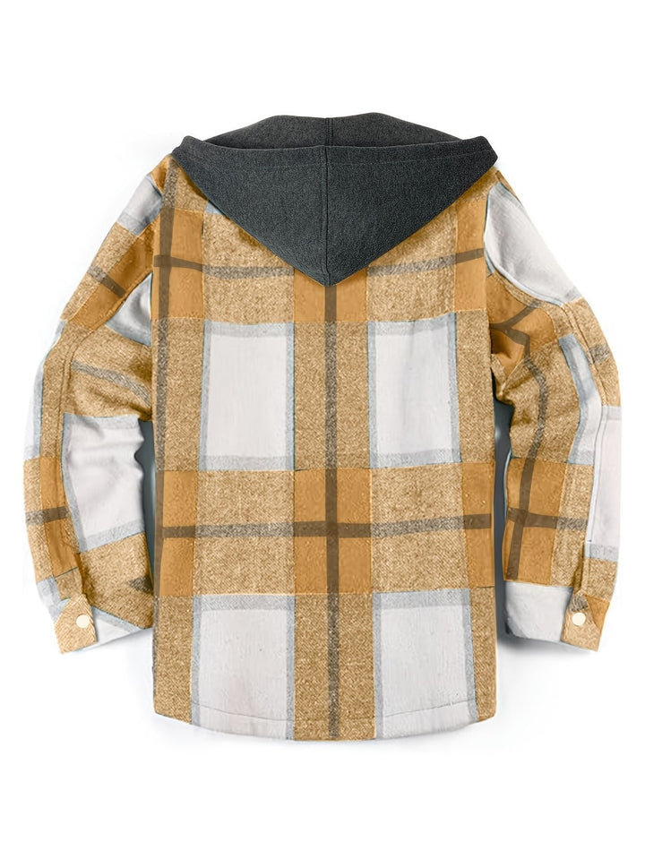 Veste à carreaux à capuche tendance pour hommes