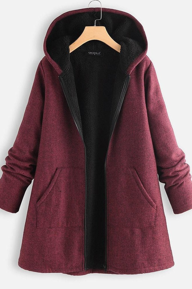 Manteau femme oversized capuche doublé polaire