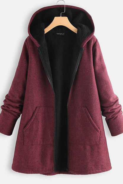 Manteau femme oversized capuche doublé polaire