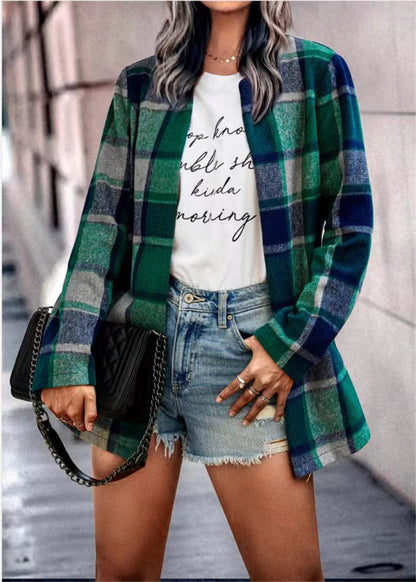 Grand cardigan oversize en laine à carreaux, ouvert