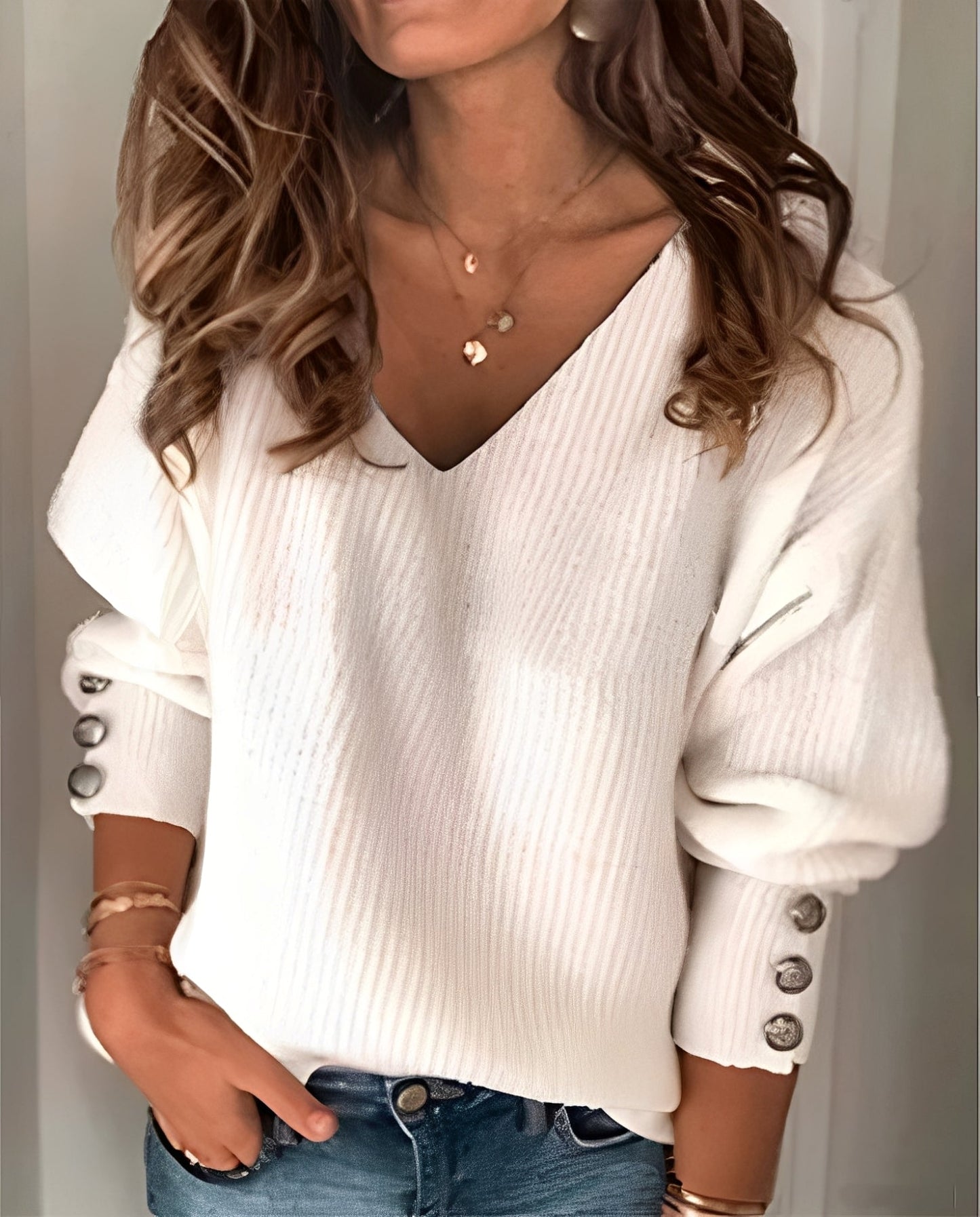 Foulard, Pull Col V, Doux