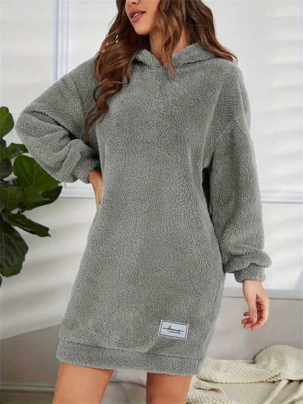 Robe sweat Teddy oversize à capuche