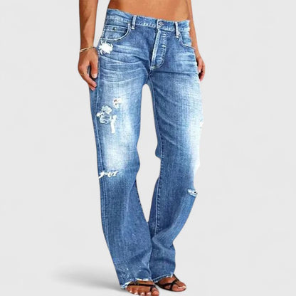Damen Vintage-Jeans Locker Fit Used-Waschung - IdealeKleiden