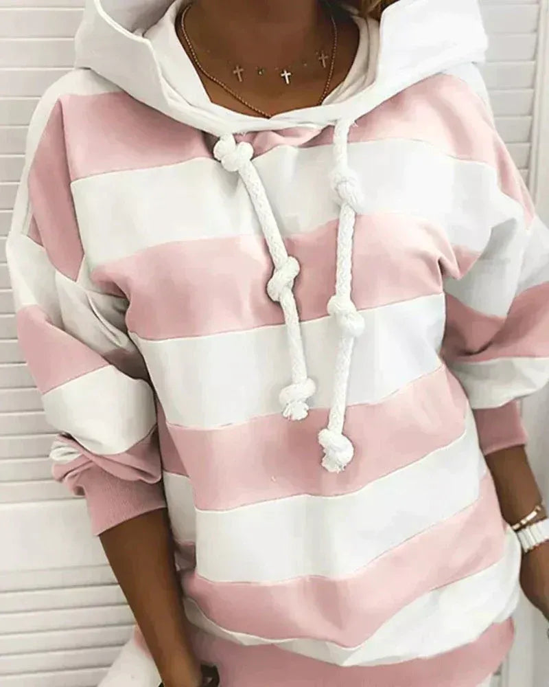 Sweat-shirt à capuche XXL oversized rayé sportif