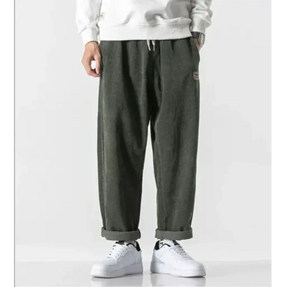 Pantalon en velours côtelé grande taille coupe décontractée