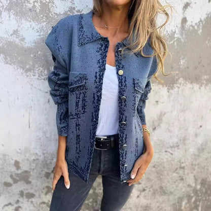 Robe en maille mélange de laine Coupe décontractée Boutons métalliques
