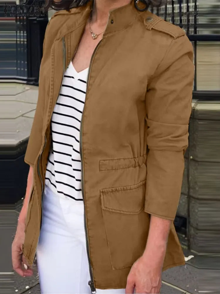 Bequeme Cargojacke Relaxed Fit Baumwolle Reißverschluss - IdealeKleiden